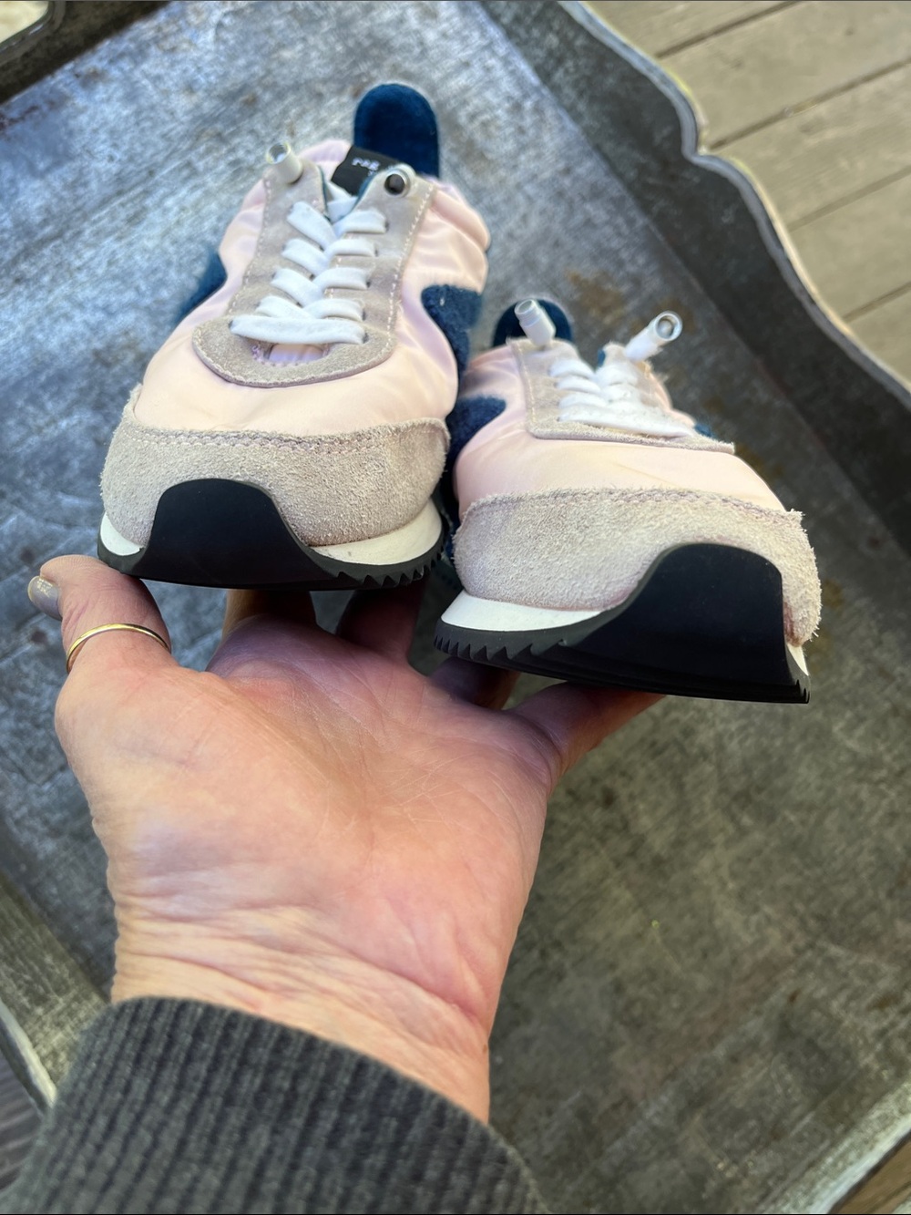 rag & bone Pink and Navy Suede-Trim Runner Sneakers - Picture 4 of 8